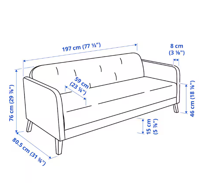 Sofa, LINANÄS, 3-seat, 1 Unit/month