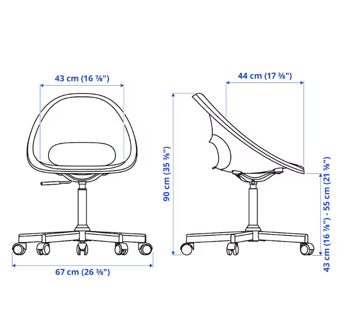 Desk chair, ELDBERGET / MALSKÄR, Swivel, 1 Unit/month