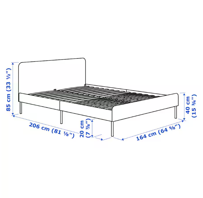 Queen/King bed, SLATTUM, 160*200 cm/ 180*200 cm, 1 Unit/month